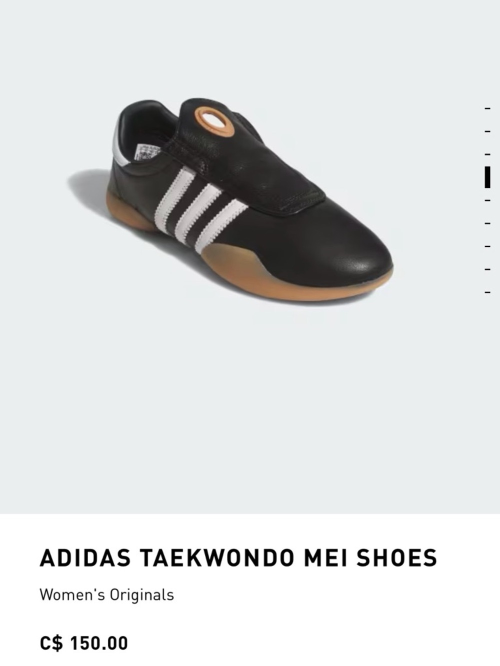 adidas Women's Black White Gum Taekwondo Mei Shoes